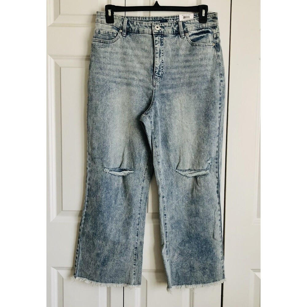 style & co. jeans wide crop size 12 wash blue Demin high rise slimming pockets